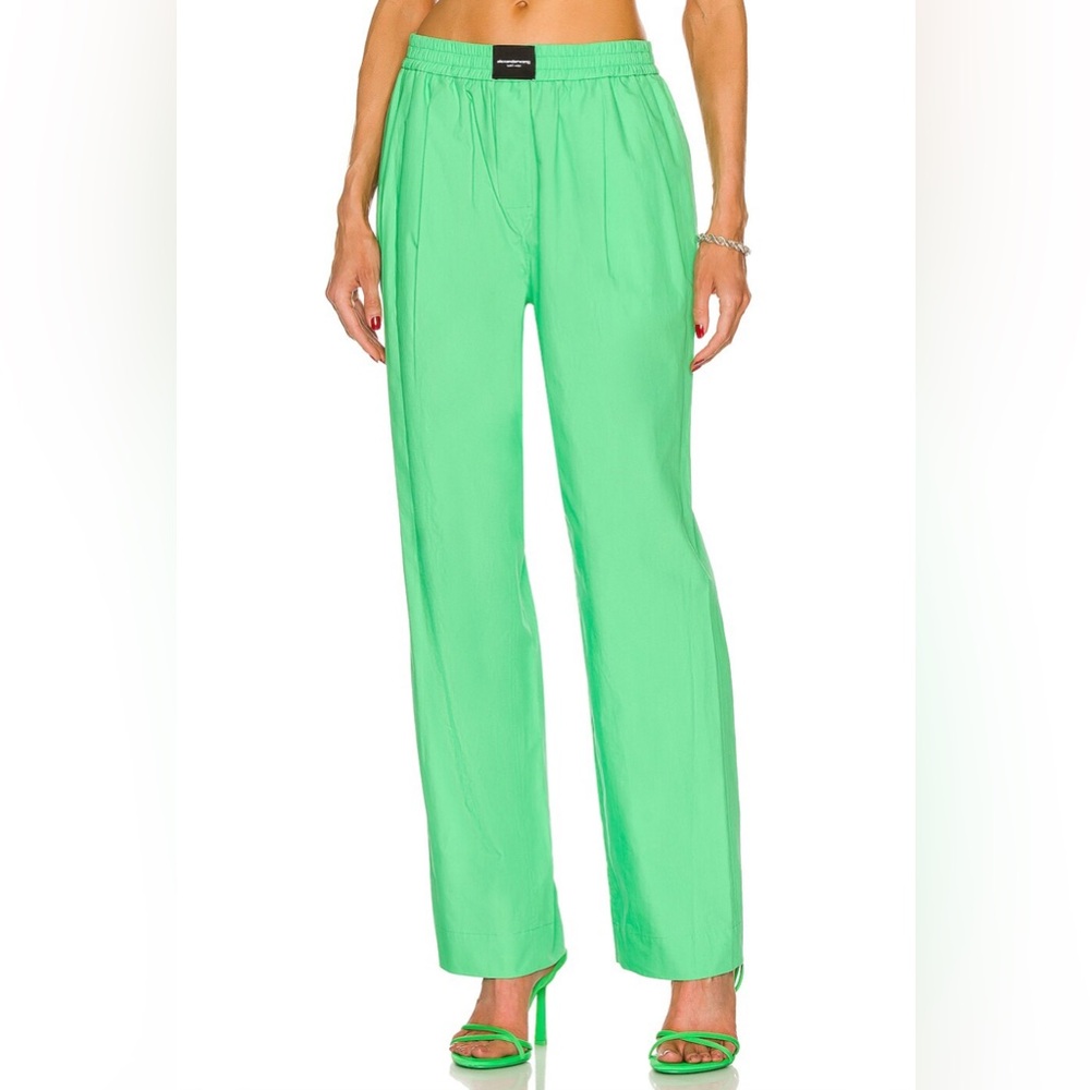 Alexander Wang New Boxer Pants Neon Kelly Green Cotton Size S Unisex